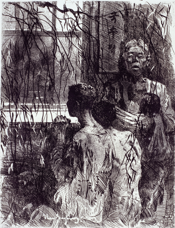 Famine in South Korea, 1962, Etching, 65×49.5cm