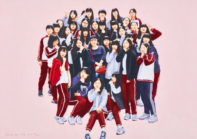Let's Go to School, Class 9 - Sewol, 2017, Acrylic on Hanji, 65x91cm