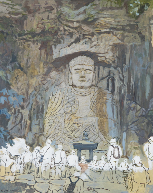 Rock-carved Buddha in Inner Kumgang, 2009, Acrylic on canvas, 162x130cm