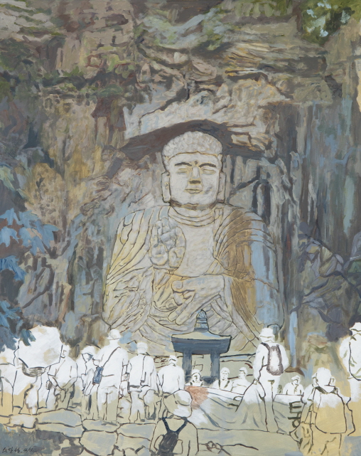Rock-carved Buddha in Inner Kumgang, 2009, Acrylic on canvas, 162x130cm