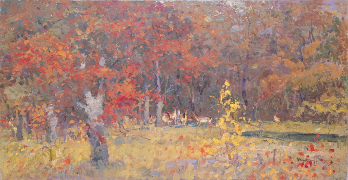 Autumn Forest, 1987, Oil on canvas, 52×100cm
