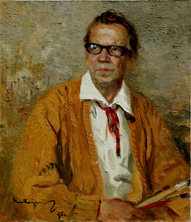 Portrait of the Artist M. A. Kaneyev, 1976, Oil on canvas, 70×60cm