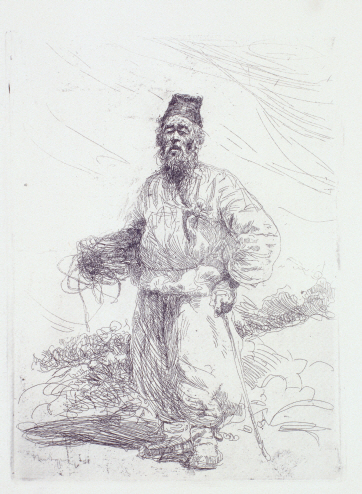 Farmer Walking with a Stick, 1958, Etching, 20.2×14.8cm