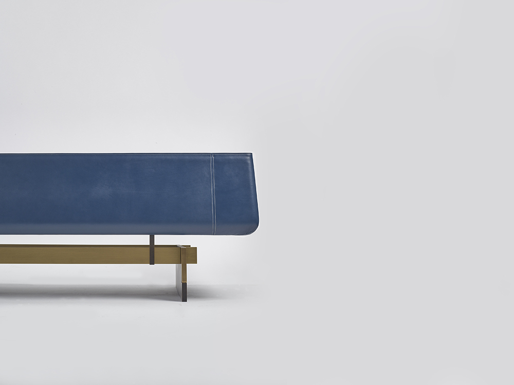 Indigo_sofa, 2016, Leather, bronze, 232x83x73cm, Manufactured by PROMEMORIA, Photo by Daniele Cortese