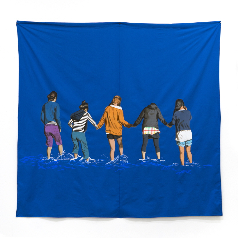 Splash Splash, 2017, Acrylic gouache on fabric, 210x210cm