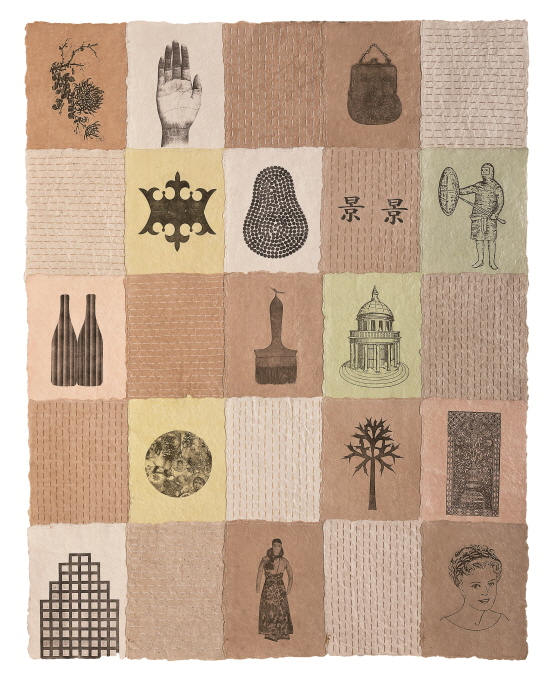 Quilt 23, 2003, Mixed media on hand-made paper, 133x103cm