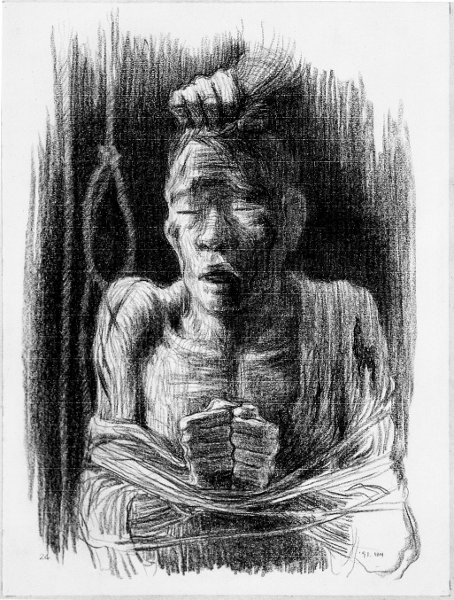 Torture, 1991, Charcoal on paper, 65.7x49.7cm