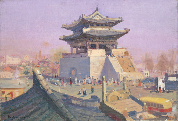 Taedongmun, Pyongyan, 1954, Oil on canvas, 42.5×62.5cm