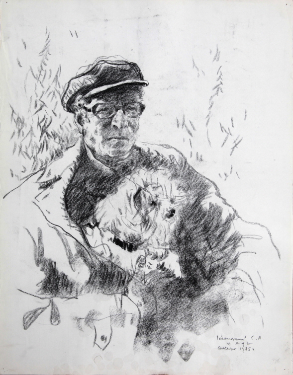 Artist Semen Aronovich Rotnitski, 1983, Charcoal on paper, 63×49cm