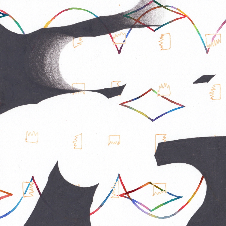 Image(88), 2019, Acrylic, colored pencil, watercolor on paper, 19x19cm