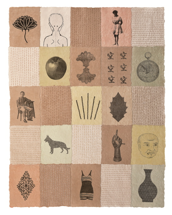 Quilt 24, 2003, Mixed media on hand-made paper, 133x103cm