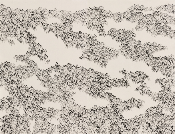 Mountain–Faraway, 2018, Ink on cotton fabric, 248x318cm