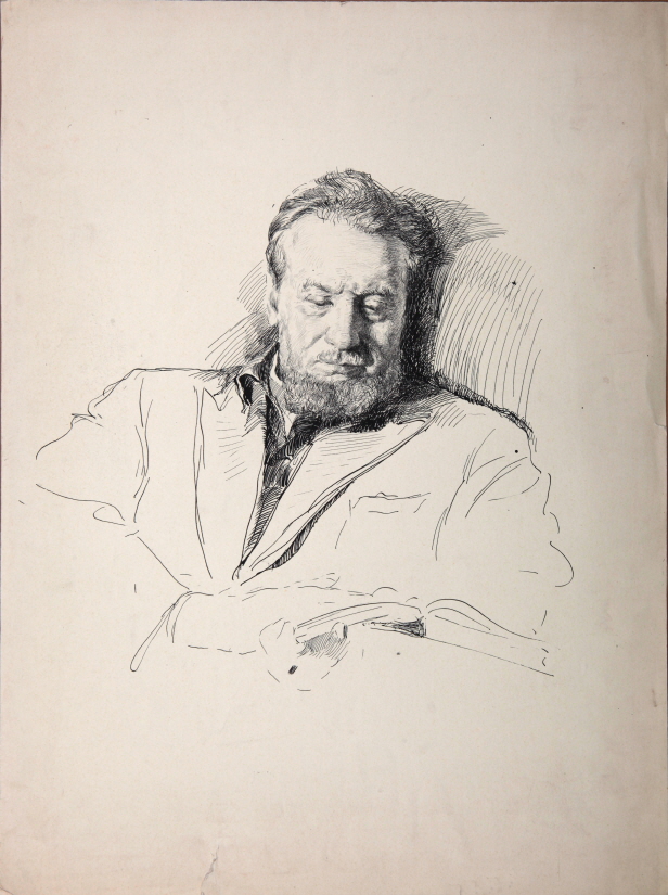 Sketch of a Man with a Beard, 1956, Ink, pen on paper, 52×37.5cm