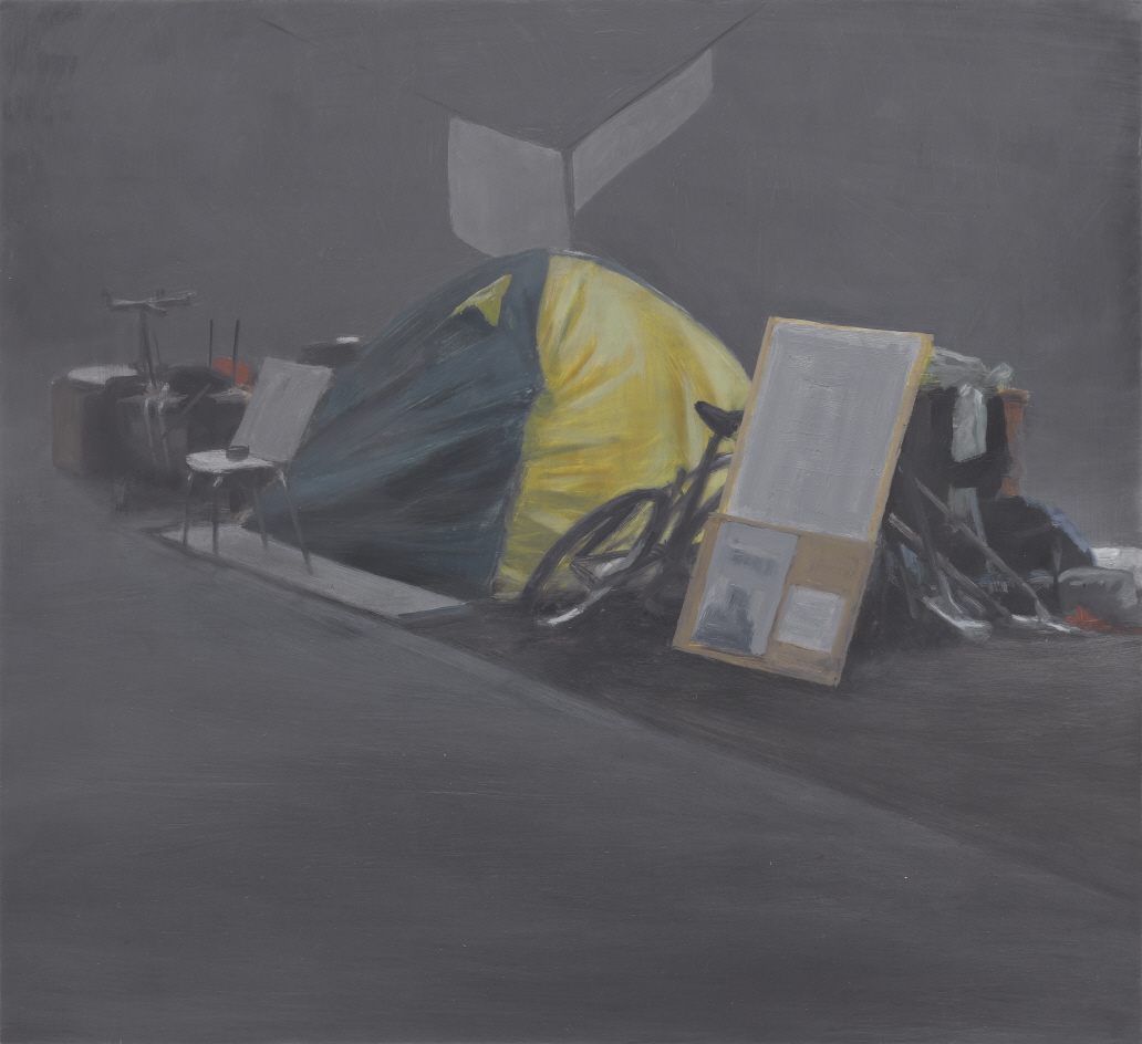 Tim EITEL, Untitled(Protest), 2009, Oil on board, 27.9x30.5cm