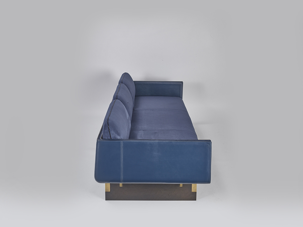 Indigo_sofa, 2016, Leather, bronze, 232x83x73cm, Manufactured by PROMEMORIA, Photo by Daniele Cortese