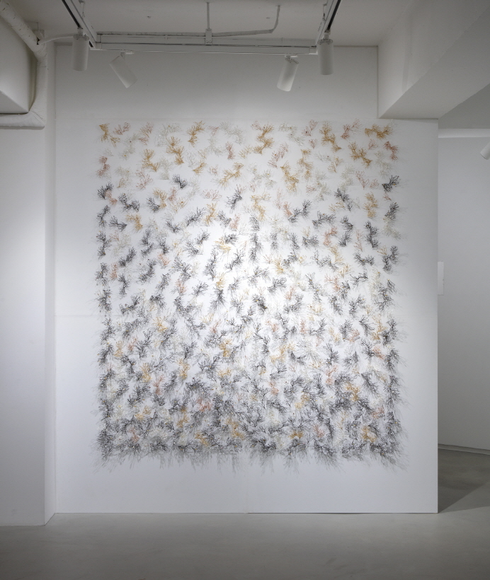 After the Rain, 2019, Mother-of-pearl, pearl, brass, Dimensions variable
