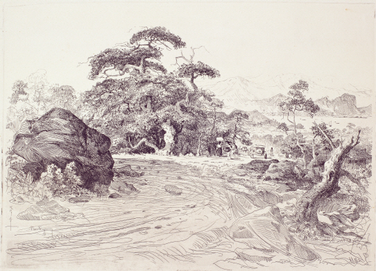 Scenery of North Korea, 1958, Etching, 33×46.2cm