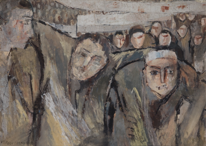 April Revolution, 1960, Watercolor on paper, 47x65cm