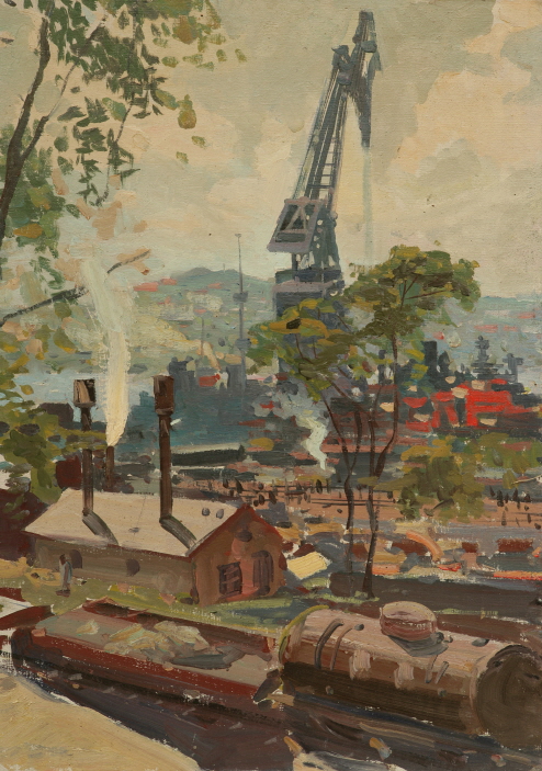 Far Eastern Factory (Etude), 1961, Oil on canvas panel, 70x50cm