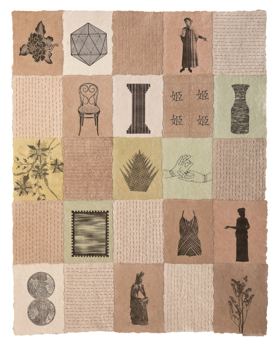 Quilt 25, 2003, Mixed media on hand-made paper, 133x103cm