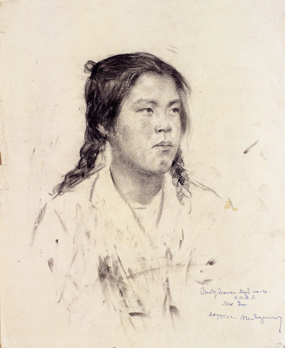 University Student Meeyoung, 1953, Charcoal, pencil on paper, 39×31.5cm