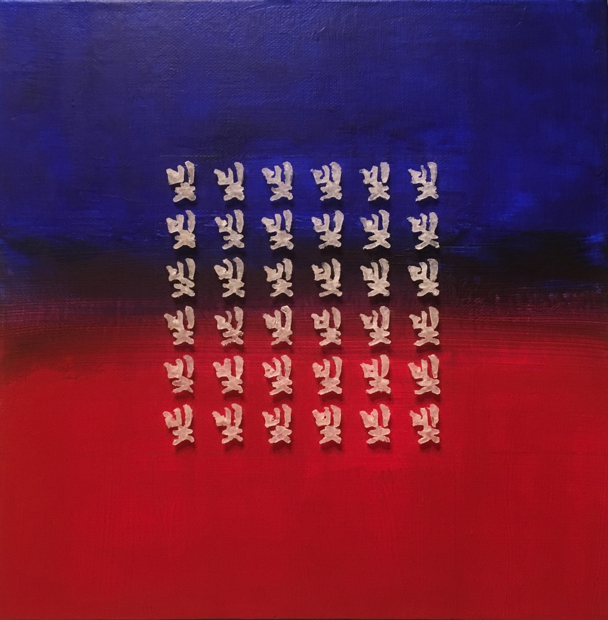 황인선, 빛으로, 2016, 흰밥풀, 부조,아크릴, 캔버스, 27x27cm