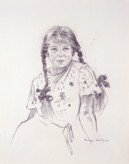 Portrait of Natasha Kondron, 1986, Charcoal on paper, 63×49.5cm