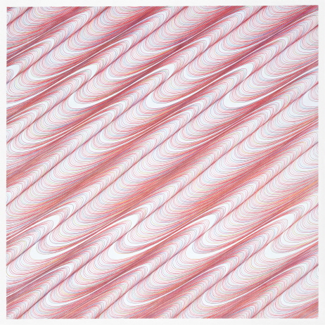 Curving Paths 014, 2019, Colored pencil on canvas, 110x110cm