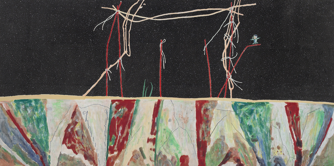 To show the star - Oya-dong, 2016, Ink and color powder on rice paper, 150x300cm