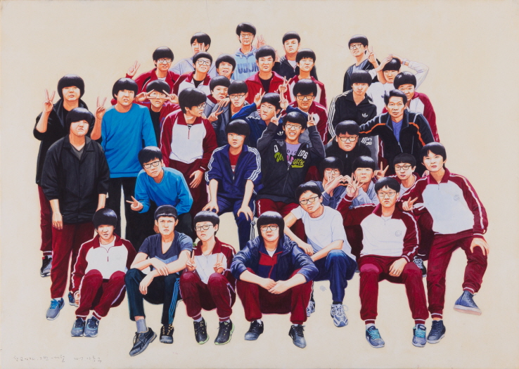 Let's Go to School, Class 3 - Sewol, 2017, Acrylic on Hanji, 65x91cm