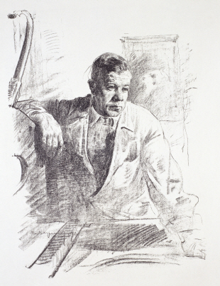 At the Lithography Workshop, 1959, Lithograph, 63×46cm