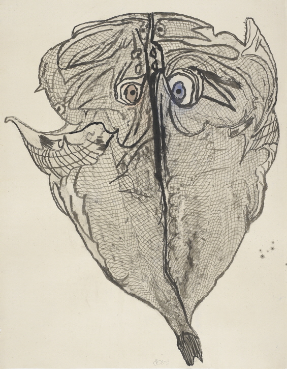 Dried Snapper, 2019, Ink, color pigment on Jangji, 178x158cm