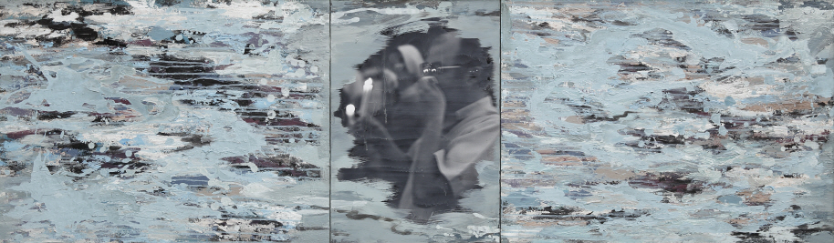 Like Streaming Water - Gwangju, 1997, Acrylic on canvas and photograph, 58x194.5(58x77.5, 58x39.5, 58x77.5)cm