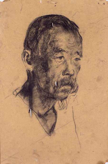 Face of a Man, 1943, Charcoal on paper, 37.7×24.4cm