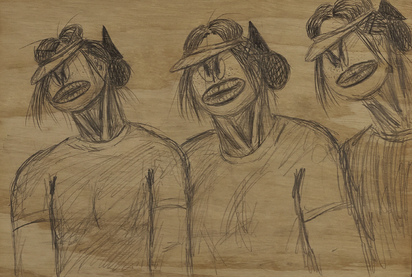 SHIN Min, Workers, 2019, Pencil on wood panel, 20x29cm