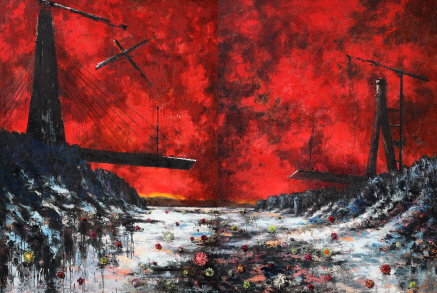 Dream, 2013, Oil, articial owers on canvas, 259x388cm