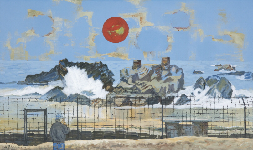 Security Fence of Eastern Coast and Sunrise, 2006-2009, Acrylic on canvas, 97x162cm