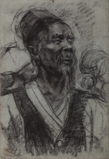Sketch of a Farmer Wearing a Vest, 1948, Charcoal on paper, 57×39cm