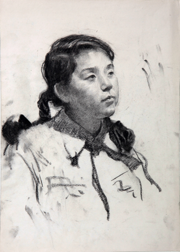 University Student Whose Last Name is 'Lee', 1954, Charcoal on paper, 40.5×29cm