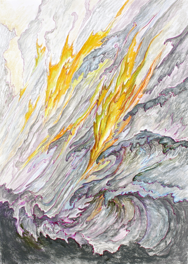 김태진, 무제, 2016, 종이에 잉크와 파스텔, 78x65cm