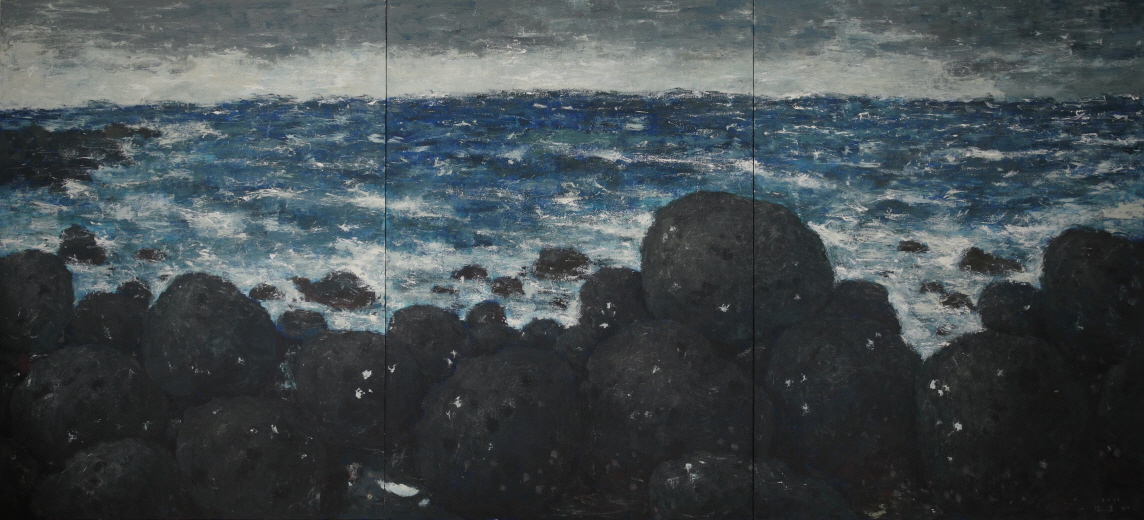 Water Rocks  2011  Acrylic on canvas  259x570cm