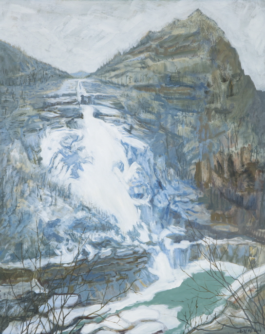 Bibong Waterfall in Mount Kumgang, 2008, Acrylic on canvas, 130x162cm