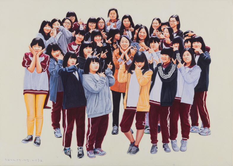 Let's Go to School, Class 7 - Sewol, 2017, Acrylic on Hanji, 65x91cm