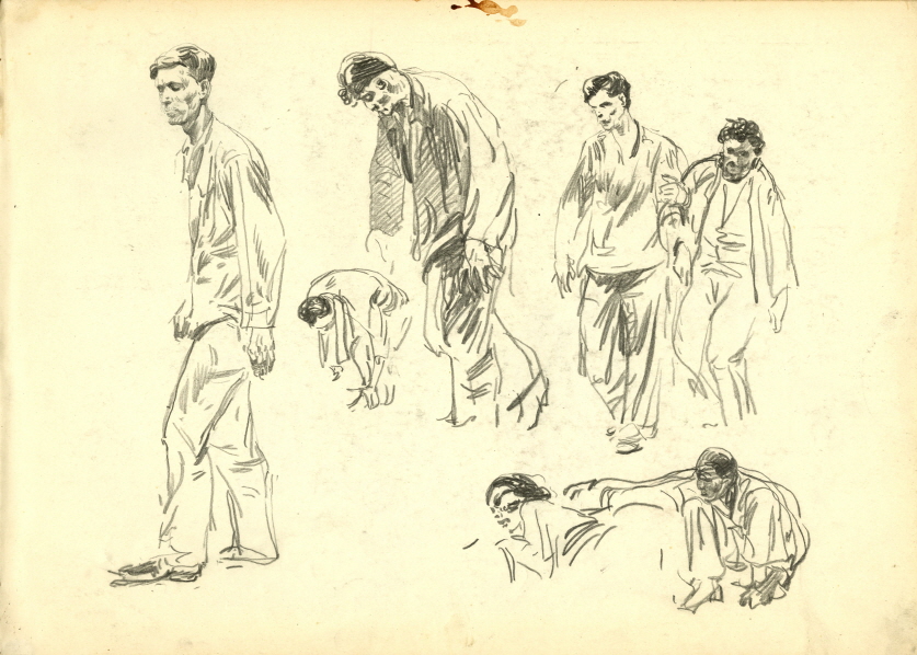 Esquisse of 'In North Korea', 1951, Pencil on paper, 28.7×40cm