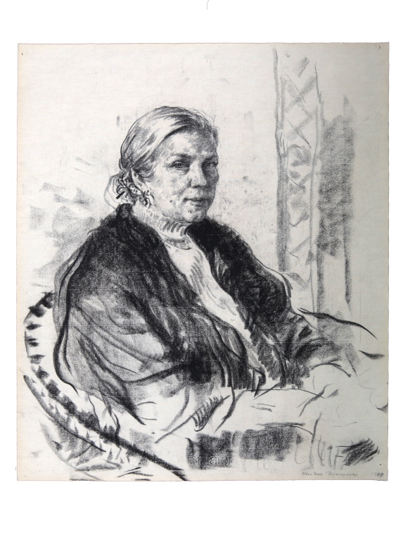 Alla Vasilievna Dragunskaya, 1977, Charcoal on paper, 63.5×50cm