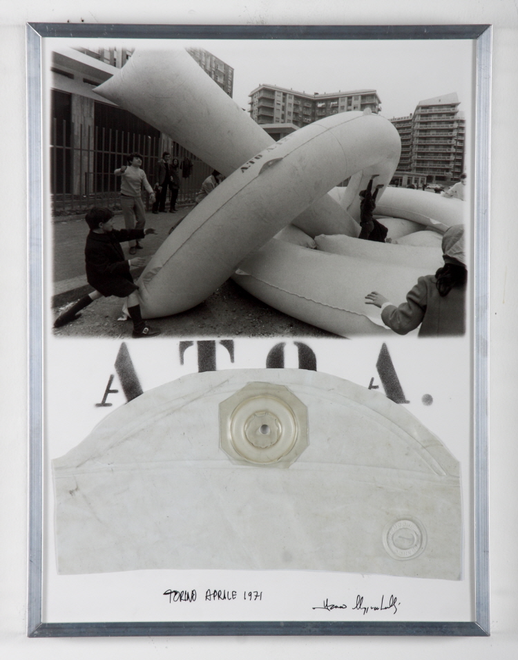 A. to A. (Artistic High School, Turin), 1971, Felt-tip pen, paint and PVC from the original inflatable artwork on photographic paper, 40x30x3cm