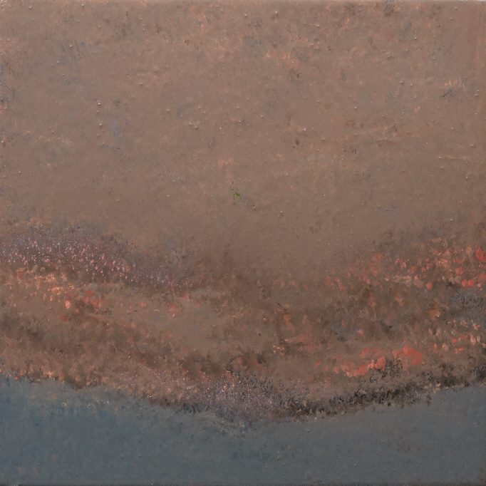 From a Distance, 2019, Ottchil(Korean lacquer), hemp cloth on wood, 20x20cm