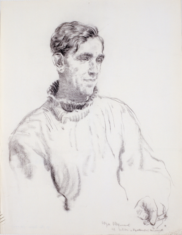 Yuri Shumilov, 1986, Charcoal on paper, 63×50cm