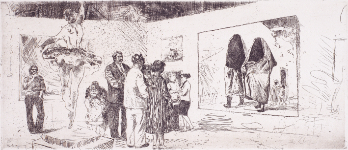 At the Tashkent Art Museum, 1980, Etching, 21.2×50.2cm