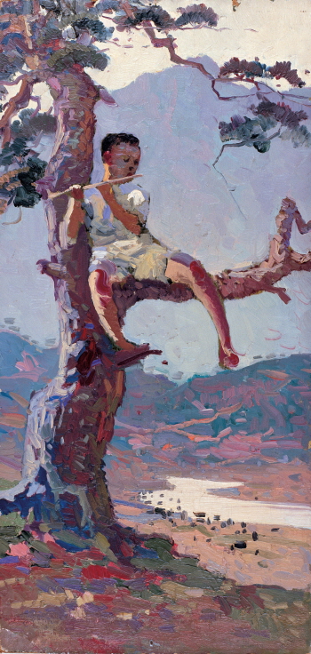 The Fifer (Etude), 1953, Oil on panel, 70.5×33.5cm